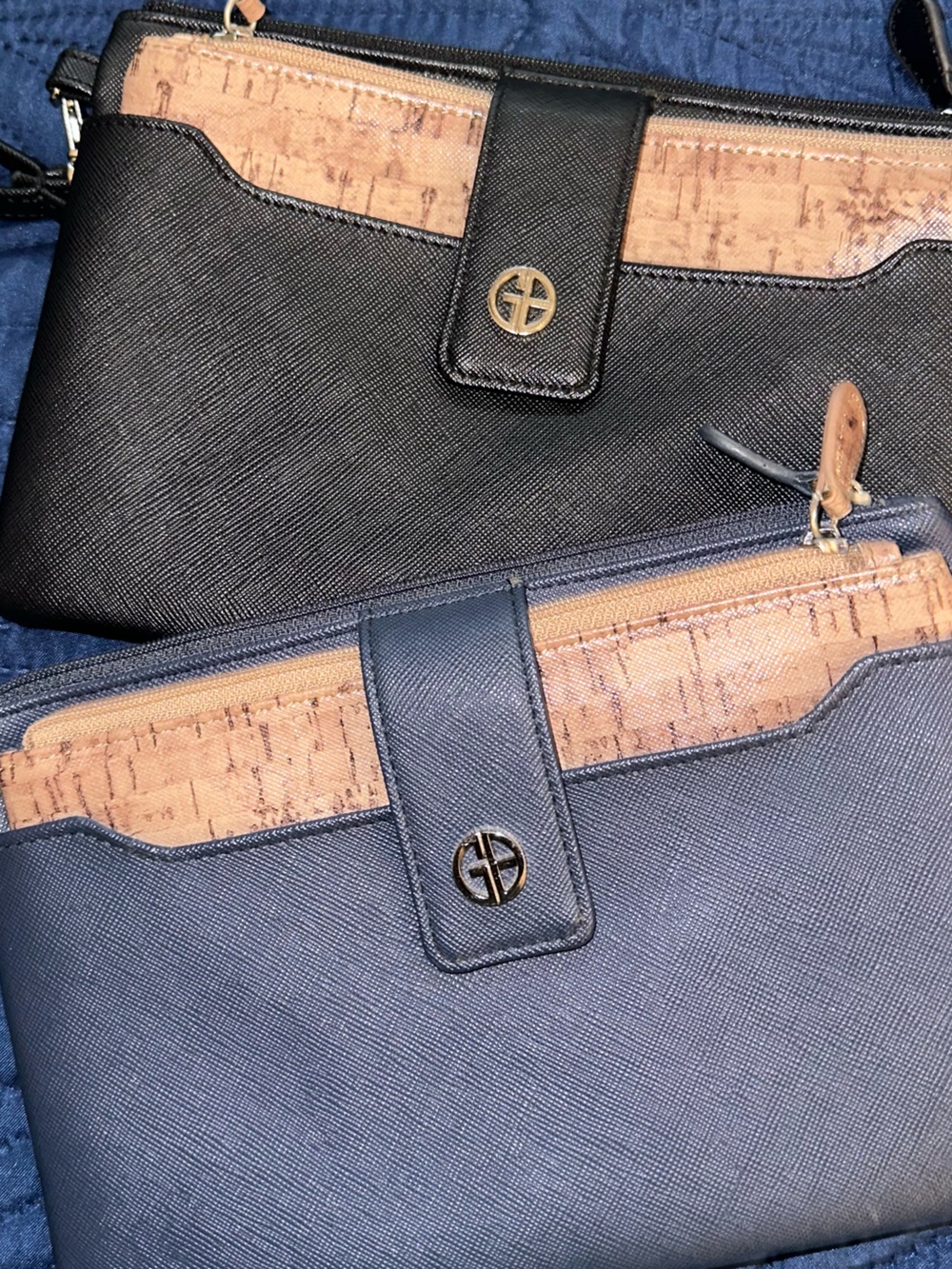 Women’s clutches Black and Navy with Cork Accent